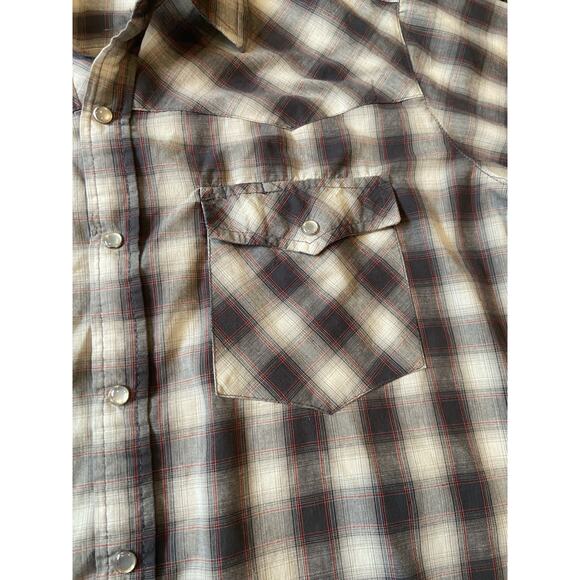 Canyon Guide Outfitters shirt Mens Large Plaid Western Pearl Snap gray red - Picture 6 of 10